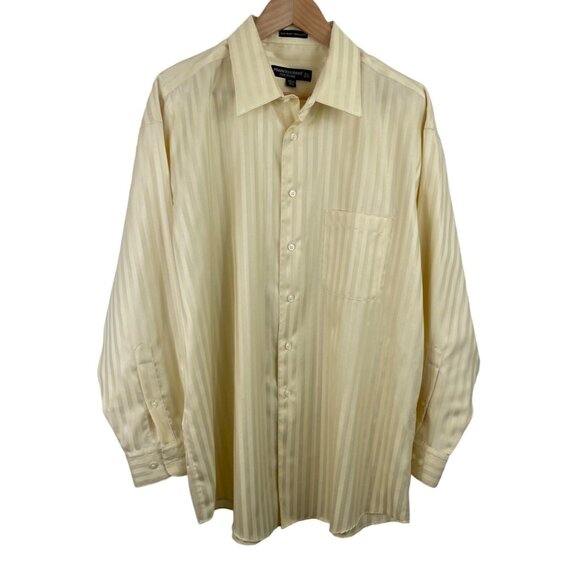 Pronto Uomo Couture Yellow Two Tone Button Up Dress Shirt Mens 17 1/2- 32/33 - Picture 1 of 8